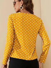 Kotty Round Neck Polka Dot Printed Top
