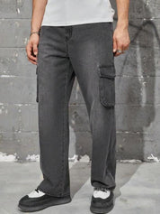 Kotty Men Jean Low-Rise Clean Look Light Fade Stretchable Cargo Jeans