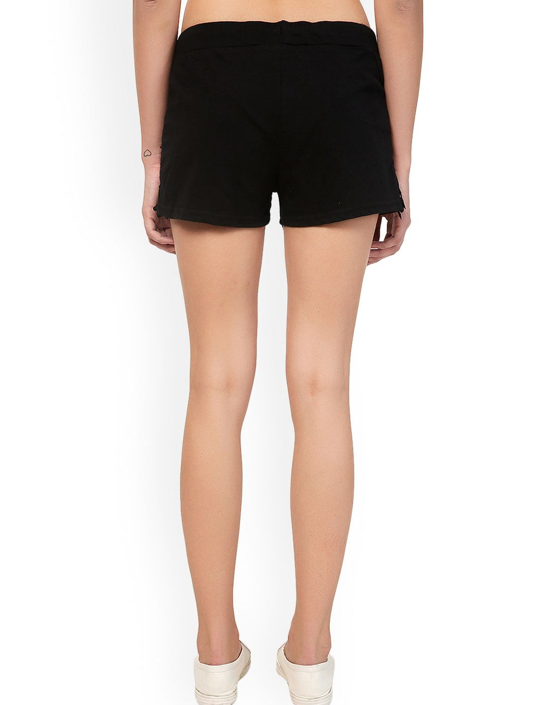 Kotty Women Black Self Design Lounge Shorts