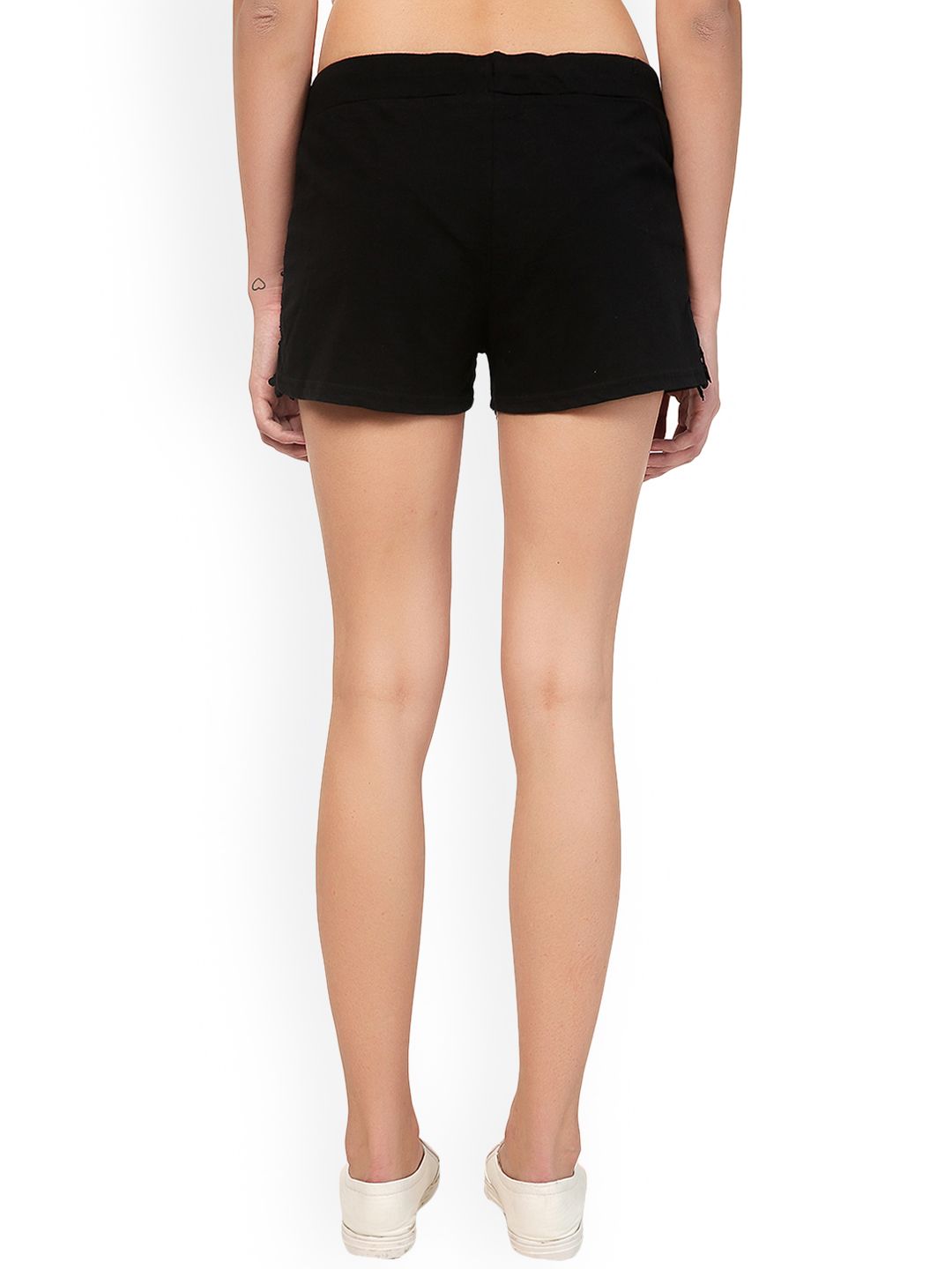 Kotty Women Black Self Design Lounge Shorts
