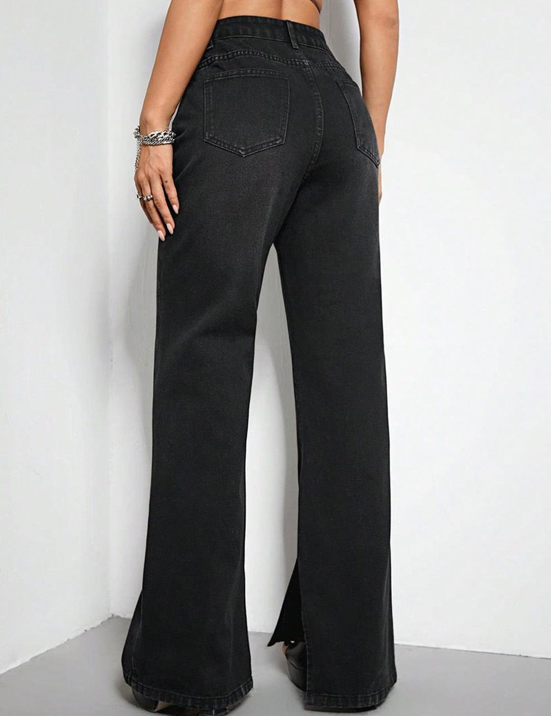 KOTTY Basics Women Black Jean Flared High-Rise Clean Look Stretchable Jeans