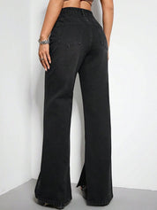 KOTTY Basics Women Black Jean Flared High-Rise Clean Look Stretchable Jeans