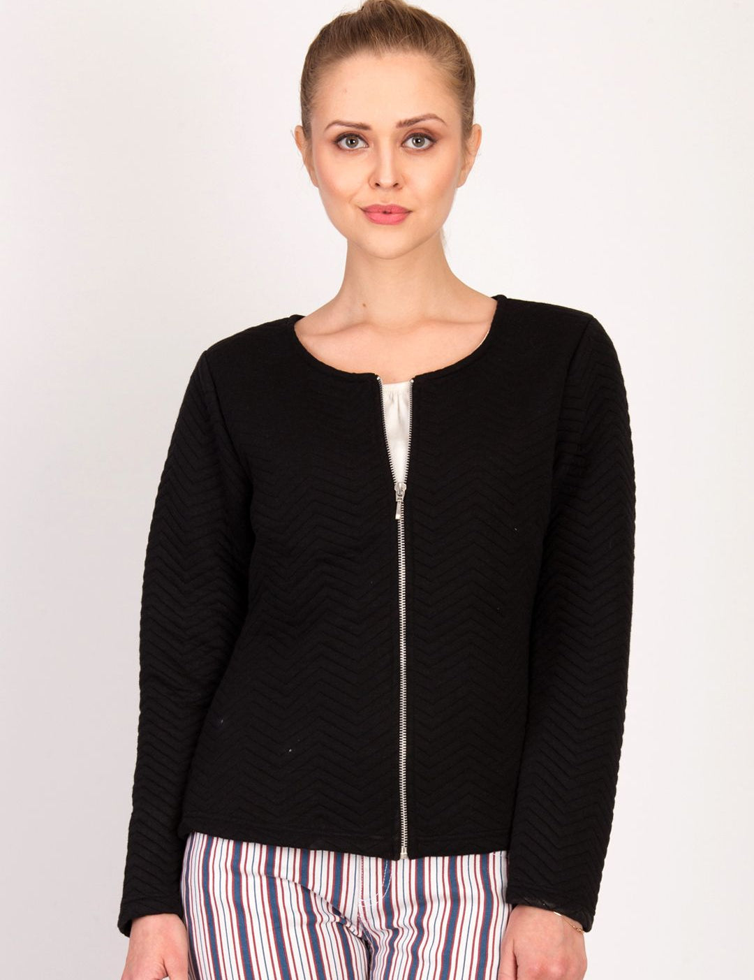 Kotty Women Black Self Design Tailored Jacket