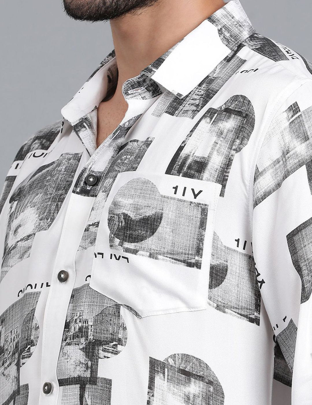 Kotty White Graphic Printed Casual Shirt