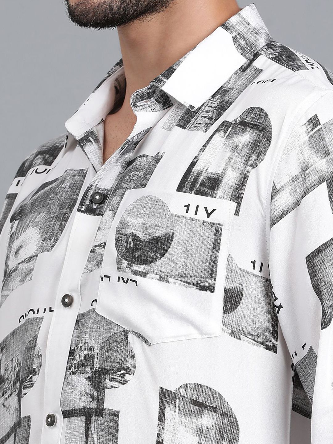 Kotty White Graphic Printed Casual Shirt