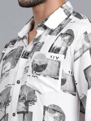 Kotty White Graphic Printed Casual Shirt
