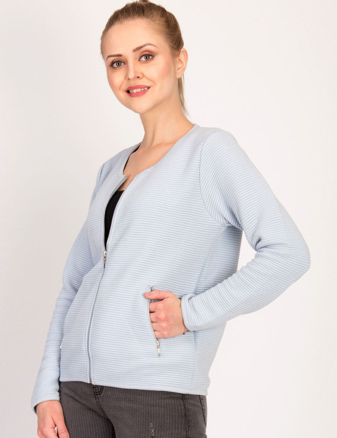 Kotty Women Blue Solid Tailored Jacket