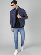 Kotty Men Blue Solid Padded Jacket