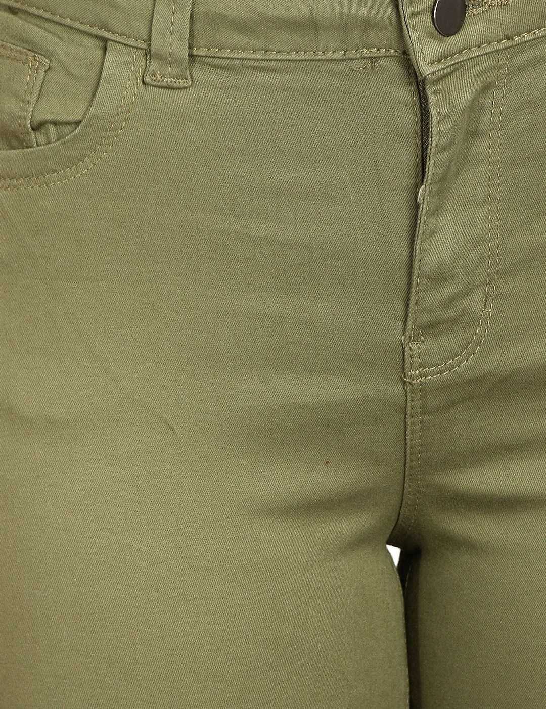 Kotty Women Olive Green Skinny Fit High-Rise Clean Look Jeans