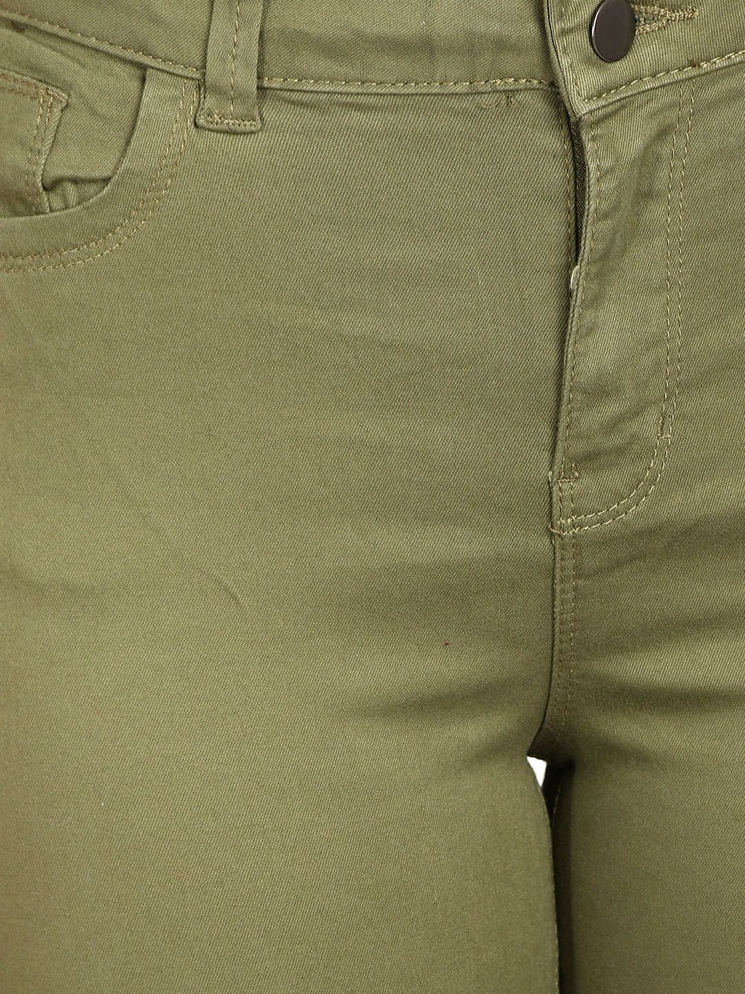Kotty Women Olive Green Skinny Fit High-Rise Clean Look Jeans