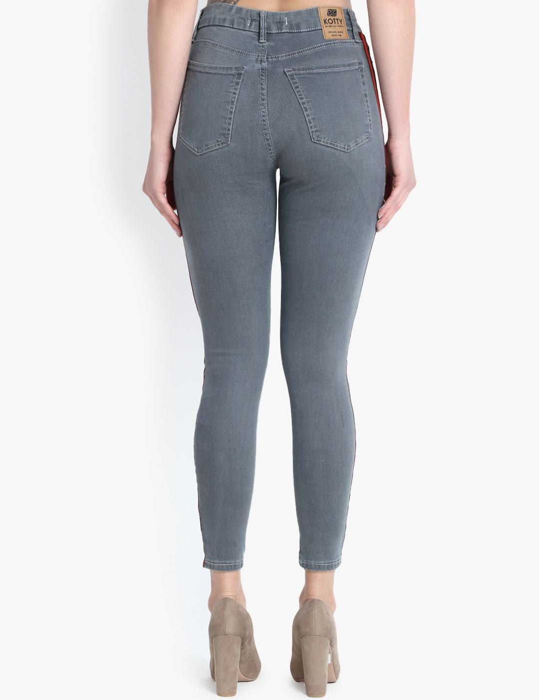 Kotty Women Grey Skinny Fit High-Rise Clean Look Jeans