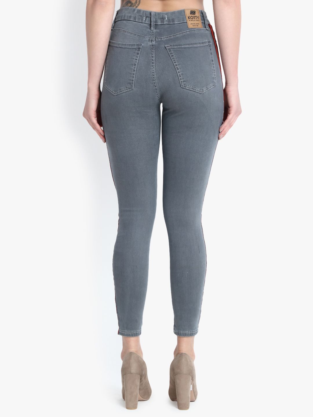 Kotty Women Grey Skinny Fit High-Rise Clean Look Jeans