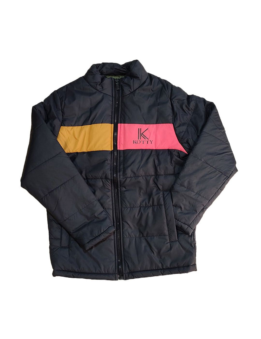 Kotty Boys Black Pink Colourblocked Puffer Jacket