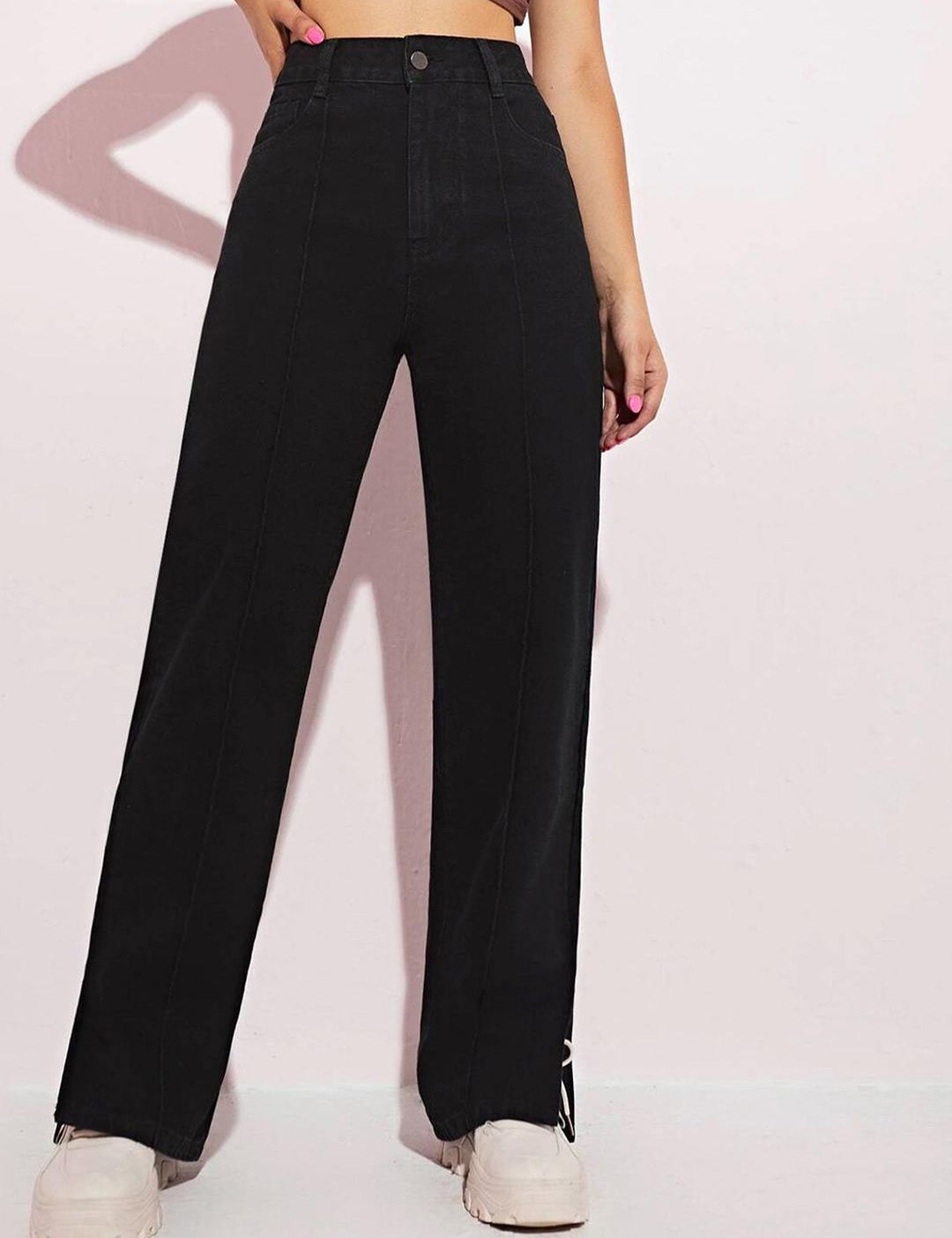 Kotty Women Jean Straight Fit High-Rise Stretchable Slit Jeans