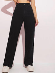 Kotty Women Jean Straight Fit High-Rise Stretchable Slit Jeans