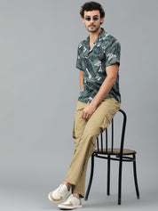 Kotty Men Cuban Collar Abstract Printed Casual Shirt