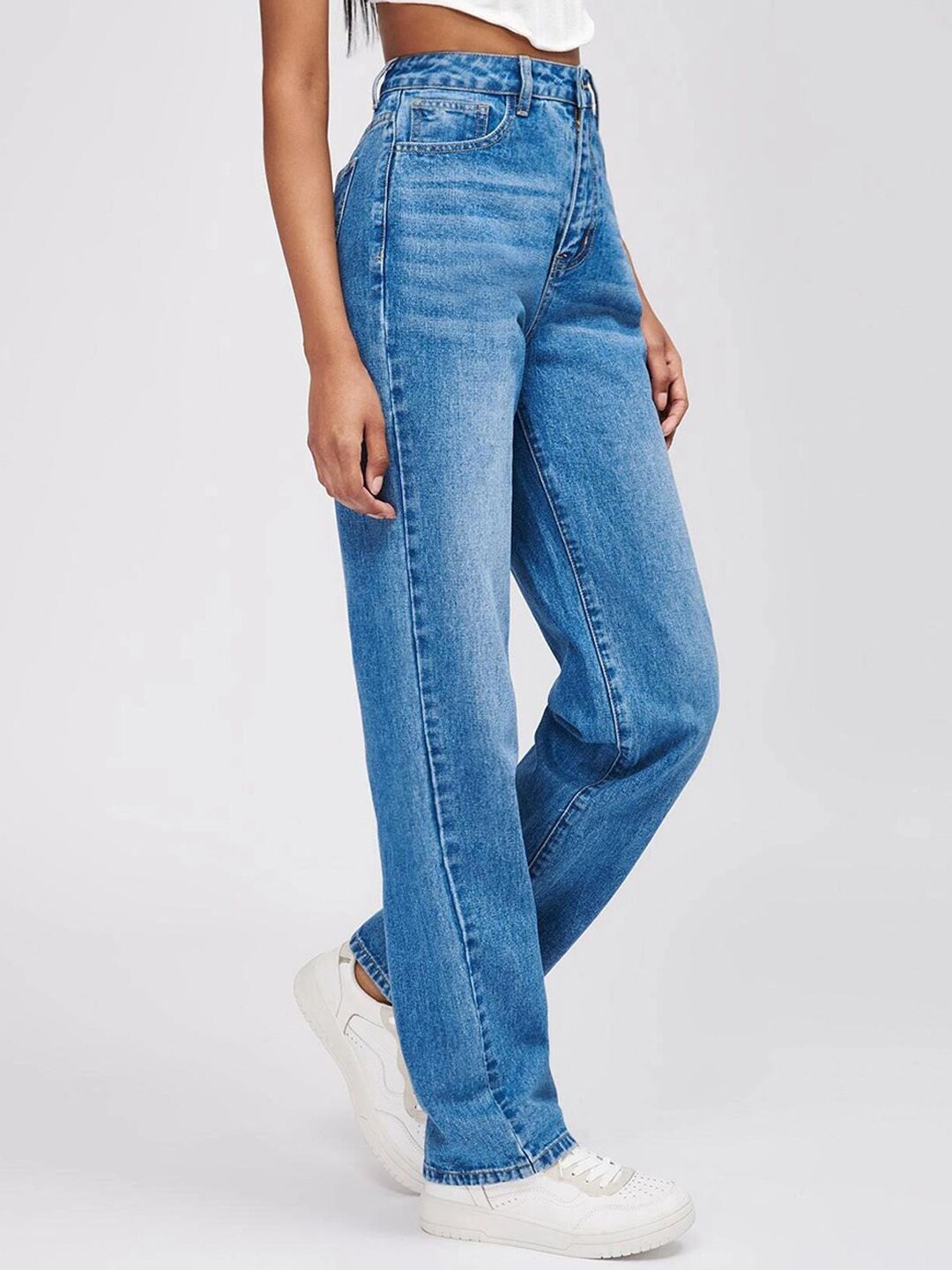 Kotty Women Jean Straight Fit Heavy Fade High-Rise Stretchable Jeans