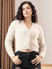 Kotty Women Cable Knit Crop Cardigan