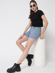 Kotty Women Blue Low-Rise Denim Shorts