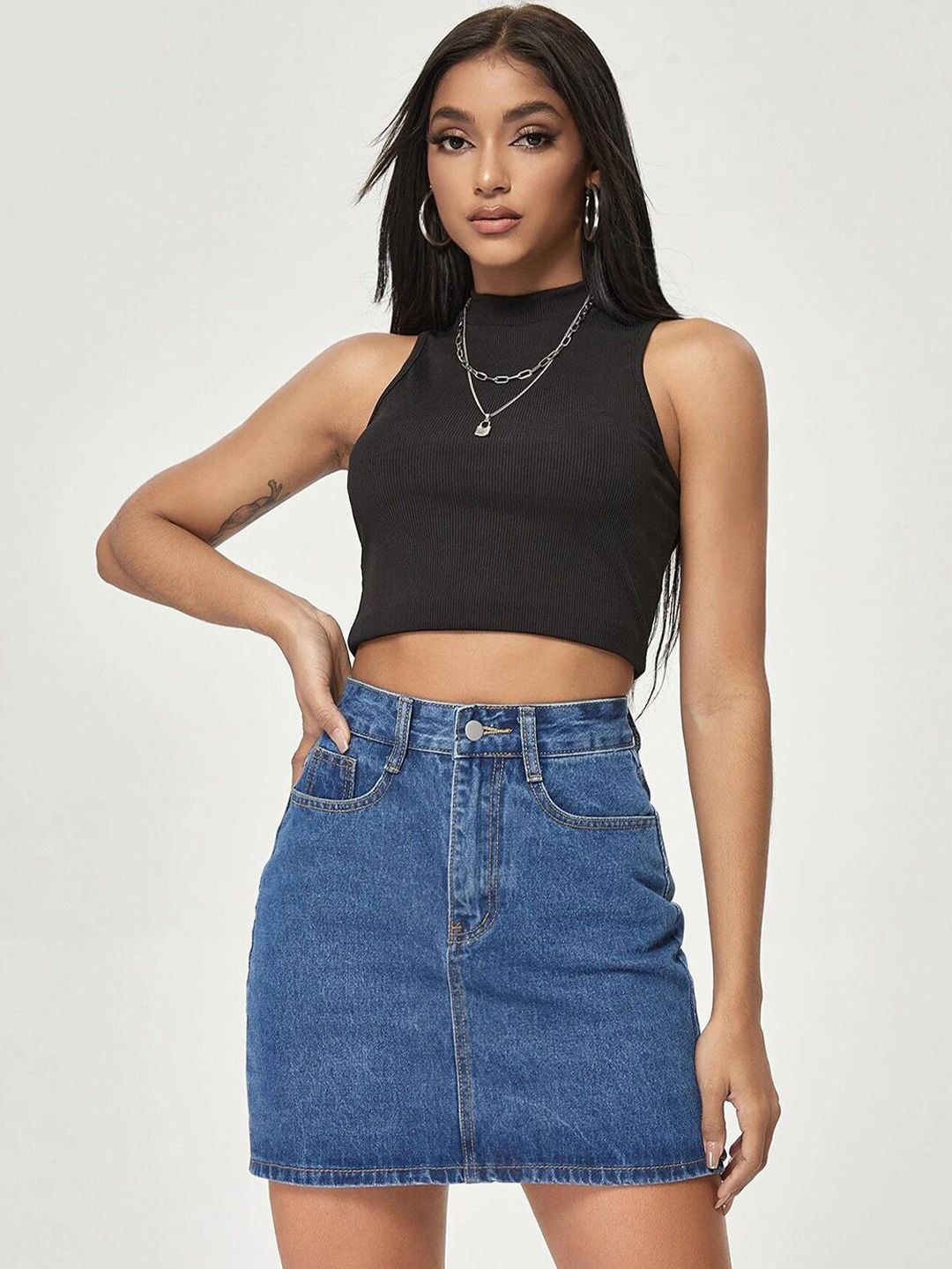 Kotty Denim A-Line Mini Skirt