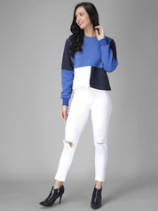 Kotty Women Blue Colourblocked Sweatshirt