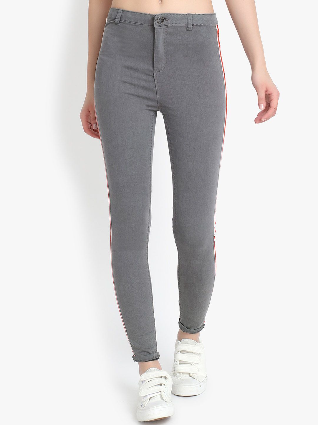 Kotty Women Grey Skinny Fit High-Rise Clean Look Stretchable Jeans