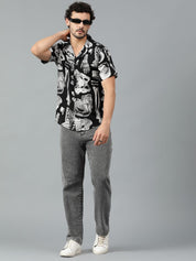Kotty Men Cuban Collar Conversational Printed Casual Shirt
