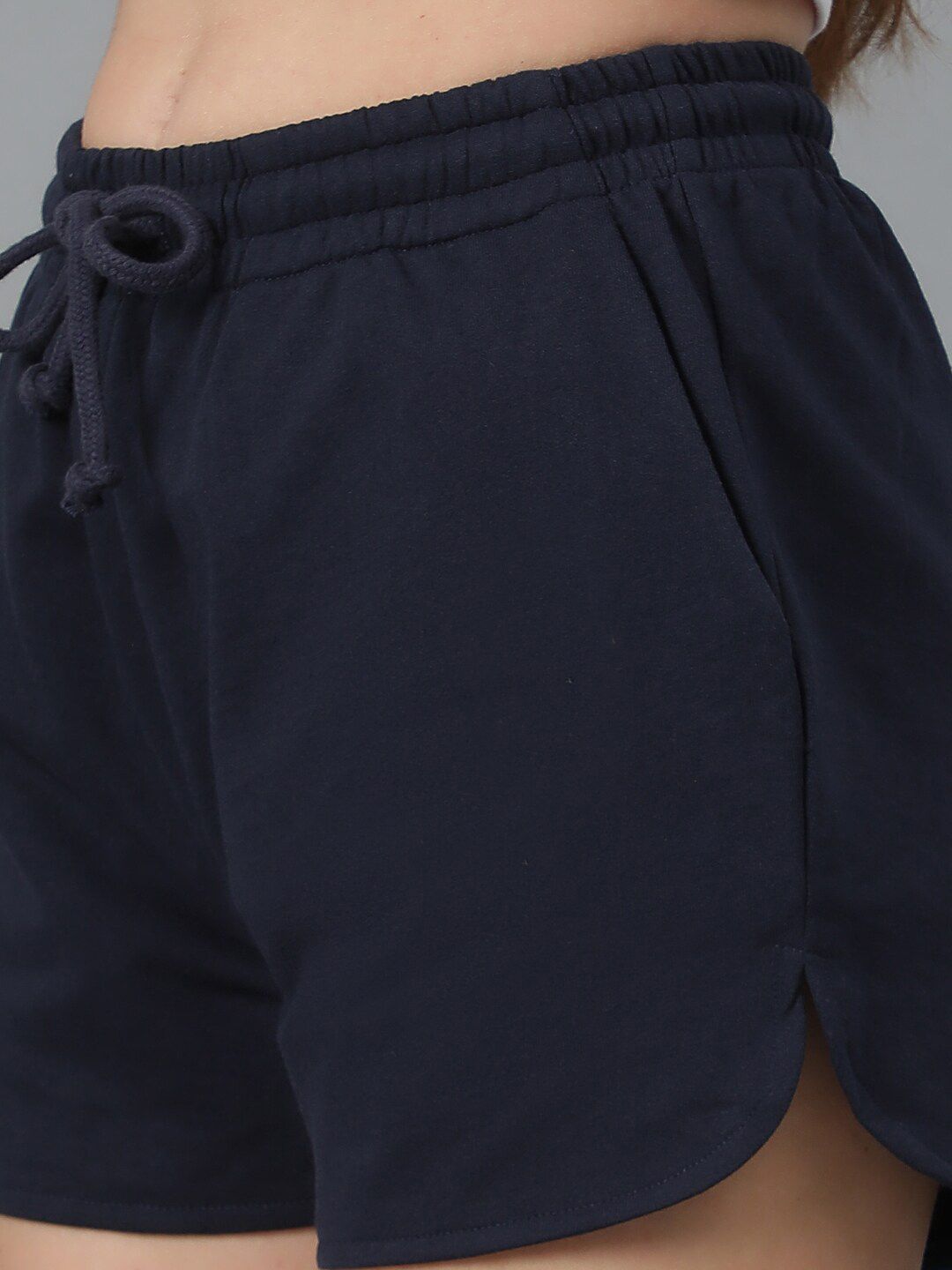 Kotty Women Navy Blue Mid-Rise Running Sports Shorts
