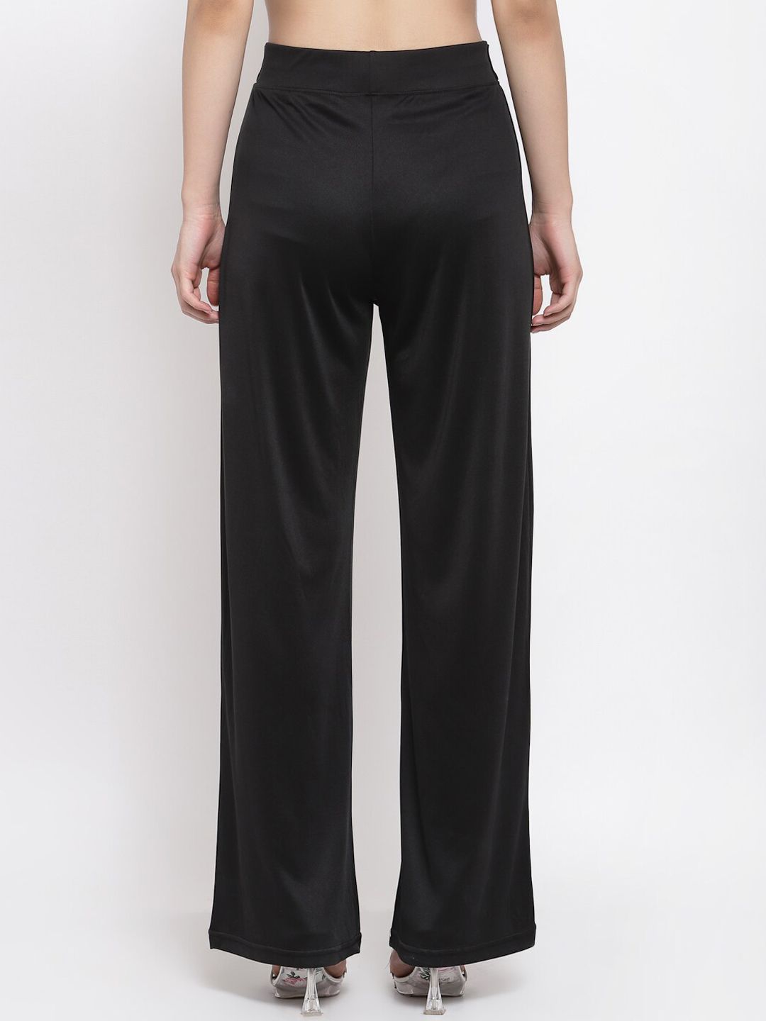 Kotty Women Black Flared High-Rise Parallel Trousers