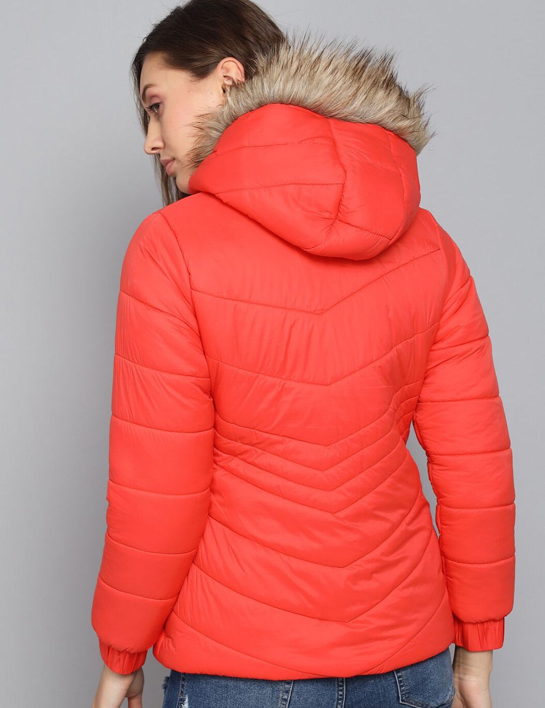 Kotty Women Orange Outdoor Puffer Jacket
