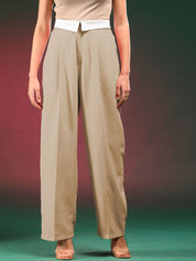 Kotty Women Straight Fit High-Rise Easy Wash Pleated Trousers