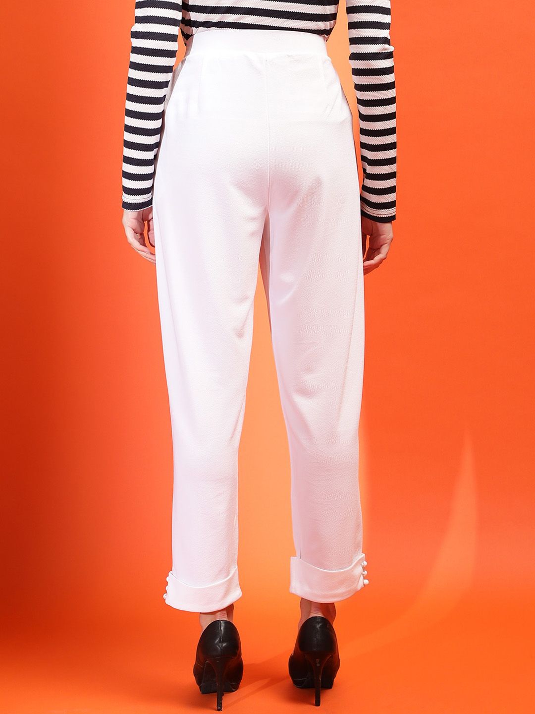 Stylecast X KOTTY BIZwear Women Relaxed Straight Leg Slim Fit High-Rise Pleated Peg Trouser