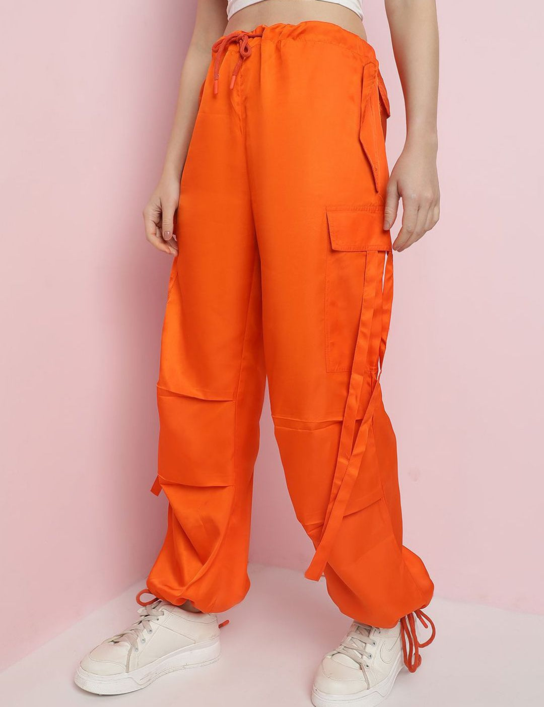 Kotty Women Relaxed Loose Fit High-Rise Easy Wash Parallel Trousers