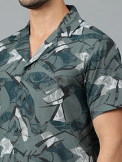 Kotty Men Cuban Collar Abstract Printed Casual Shirt