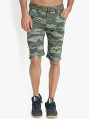 Kotty Men Blue & Green Camouflage Printed Regular Fit Regular Shorts