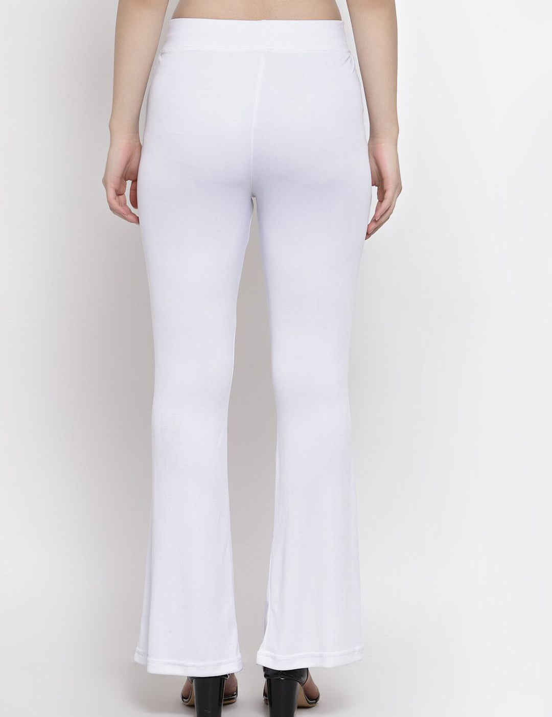 Kotty Women White Flared High-Rise Parallel Trousers