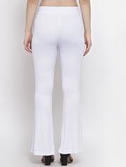 Kotty Women White Flared High-Rise Parallel Trousers