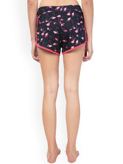 Kotty Women Black & Pink Printed Lounge Shorts KTTSLEEPSHORTS166