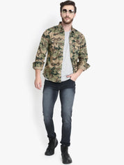 Kotty Men Khaki Printed Lightweight Tailored Jacket