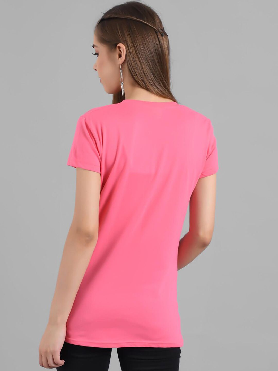 Kotty Women Pink Printed Round Neck T-shirt