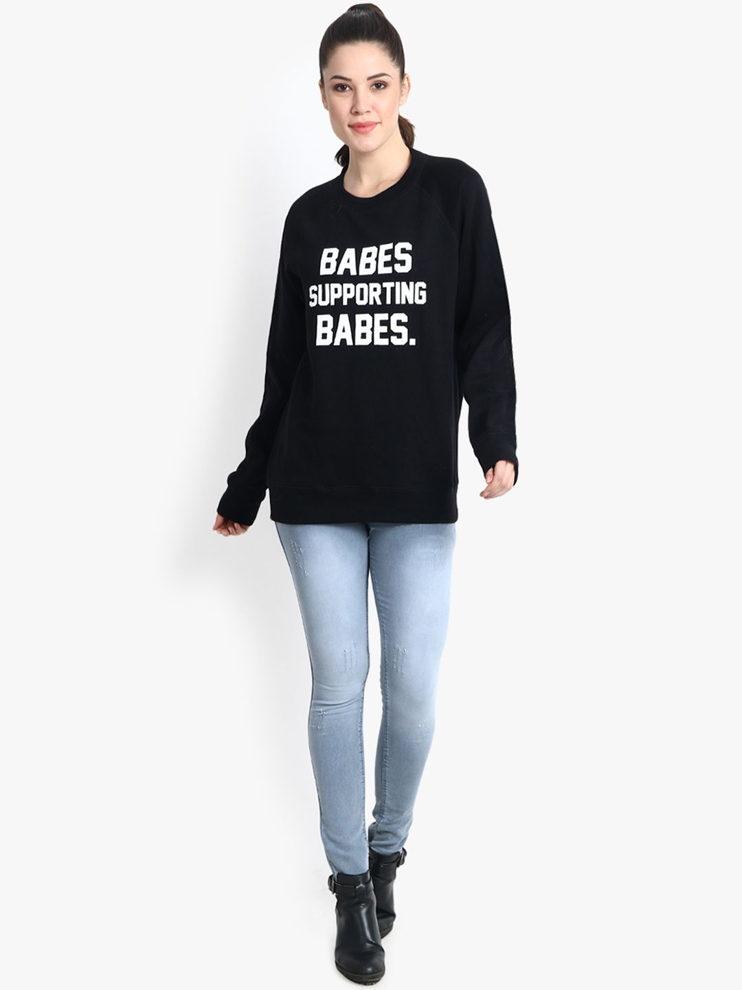 Kotty Women Black Printed Sweatshirt