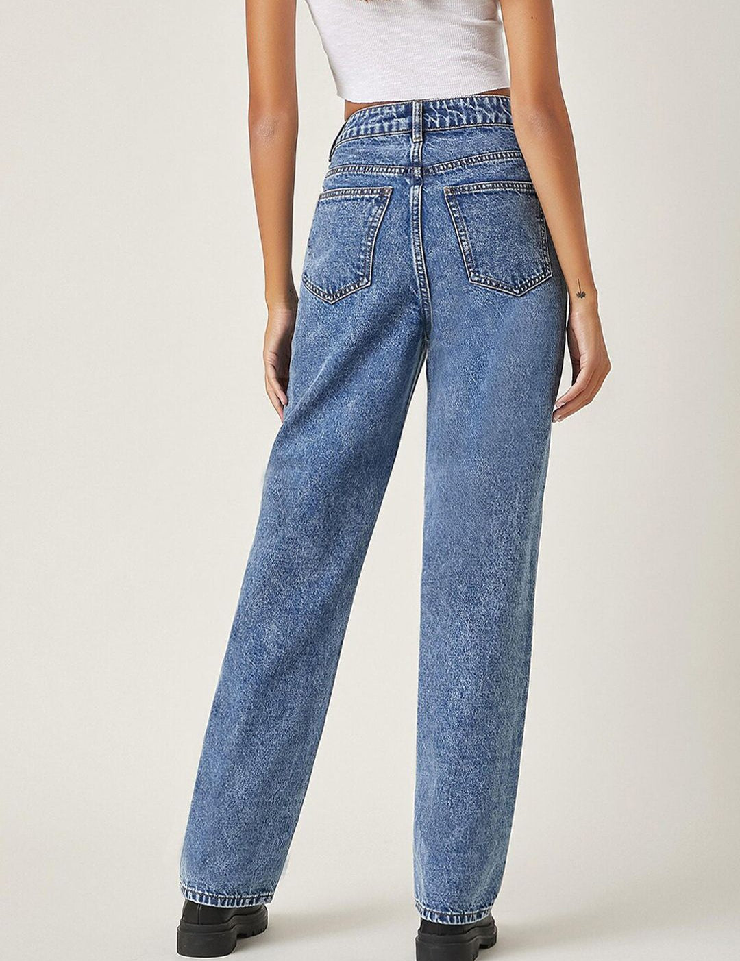 Kotty Women Straight Fit High-Rise Medium Shade Stretchable Cotton Lycra Blend Jeans