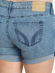 Kotty Women Blue Solid Regular Fit Denim Shorts