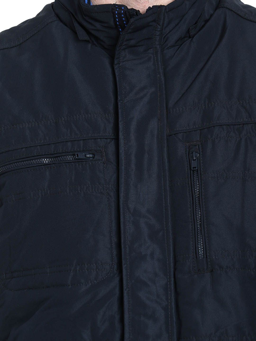 Kotty Men Navy Blue Solid Padded Jacket