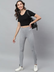 Kotty Women Grey Melange Solid Straight Fit Track Pants
