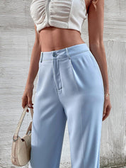 KOTTY BIZwear Women Blue Straight Fit High-Rise Trousers