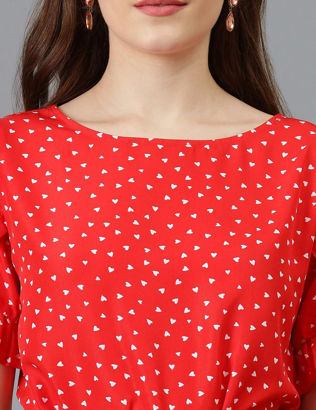 Kotty Printed Bell Sleeve Crepe A-Line Dress