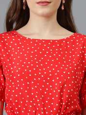 Kotty Printed Bell Sleeve Crepe A-Line Dress