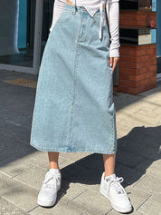 Kotty Women's Straight Midi Blue Denim Skirt