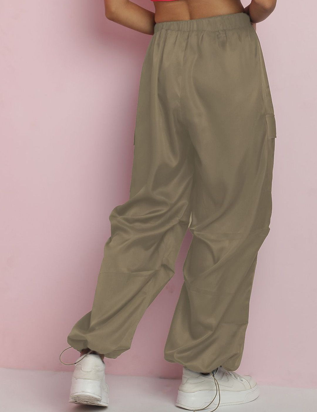 Kotty Women Straight Fit High-Rise Easy Wash Parachute Trousers